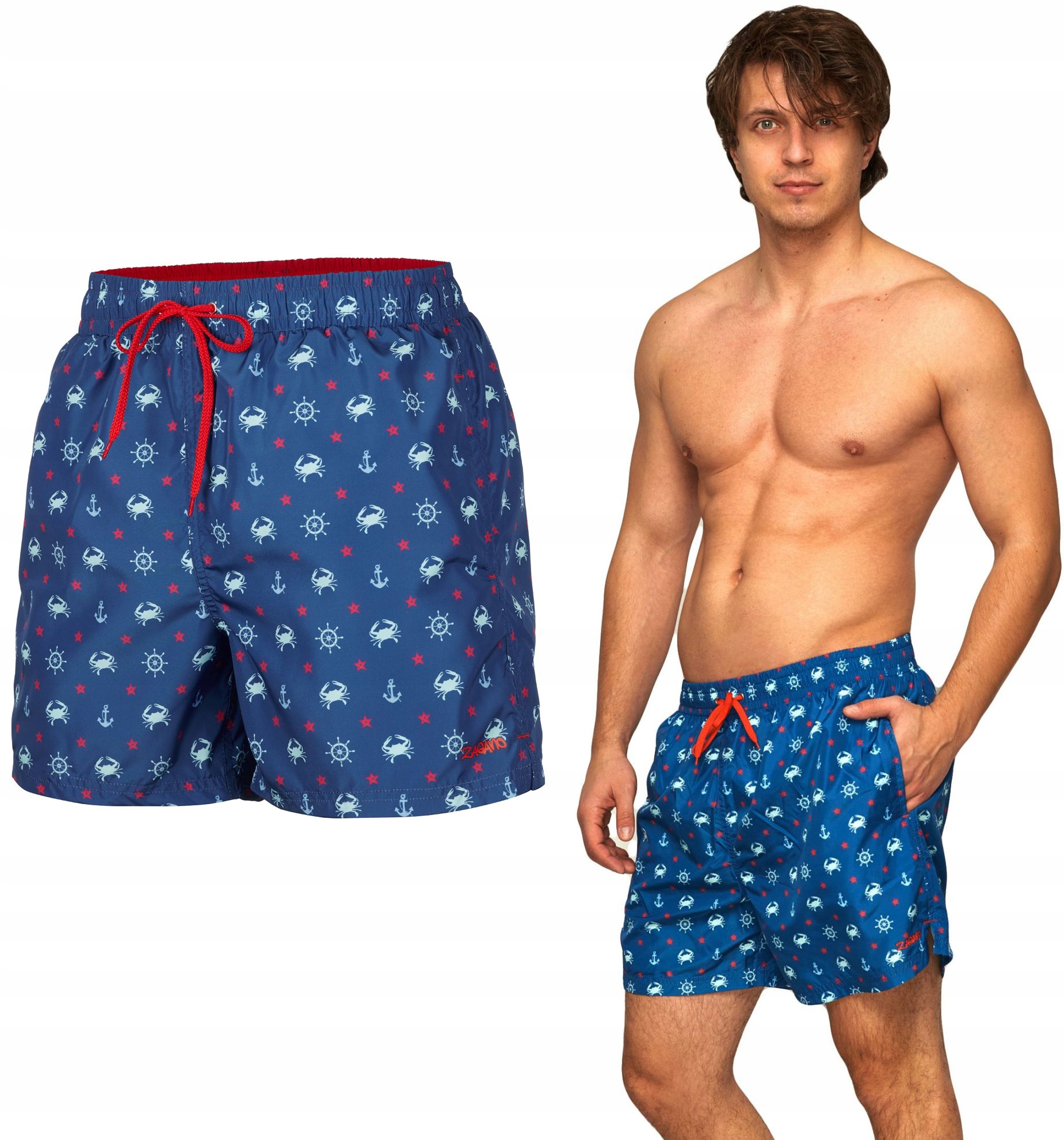 Szorty kąpielowe męskie spodenki plażowe kolorowe lekkie Polskie XXL Zagano