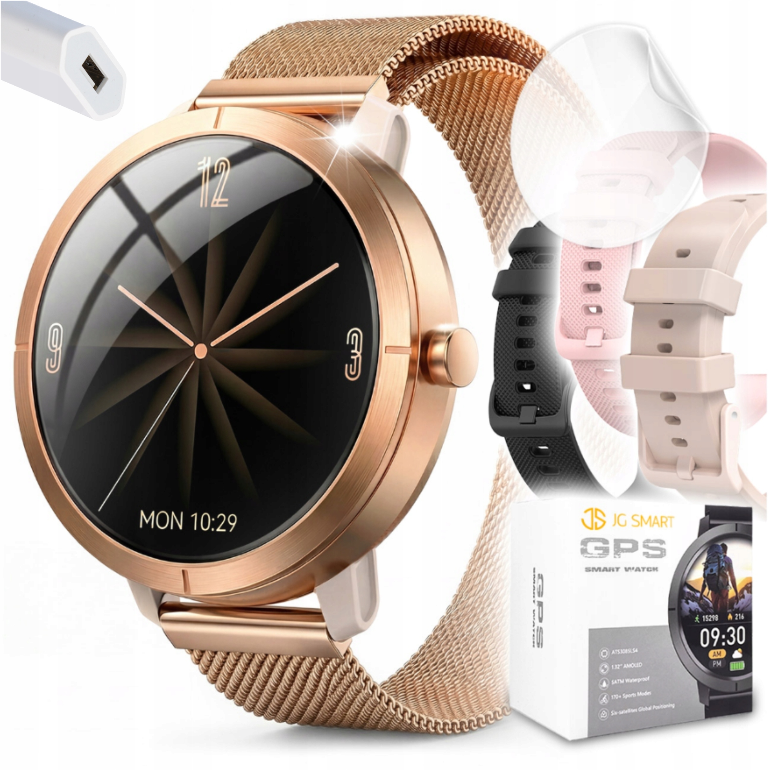SMARTWATCH ЖЕНСКИЕ ЧАСЫ ВОДОНЕПРОНИЦАЕМЫЙ GPS МЕНЮ RU AMOLED ЗВОНКИ ПУЛЬС СПОРТ