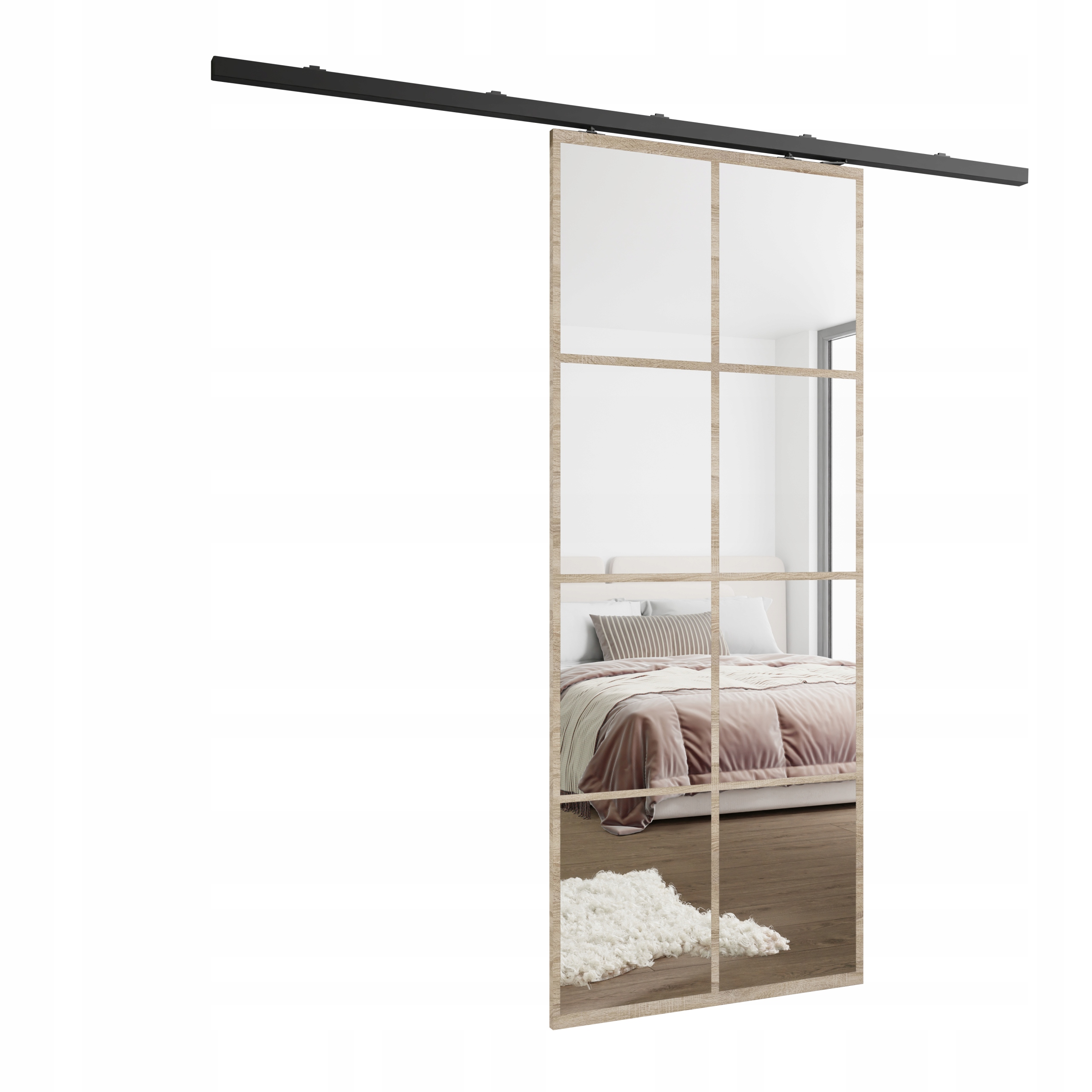 Nástěnné posuvné dveře HS-45 Sofi 70 dub sonoma zrcadlo