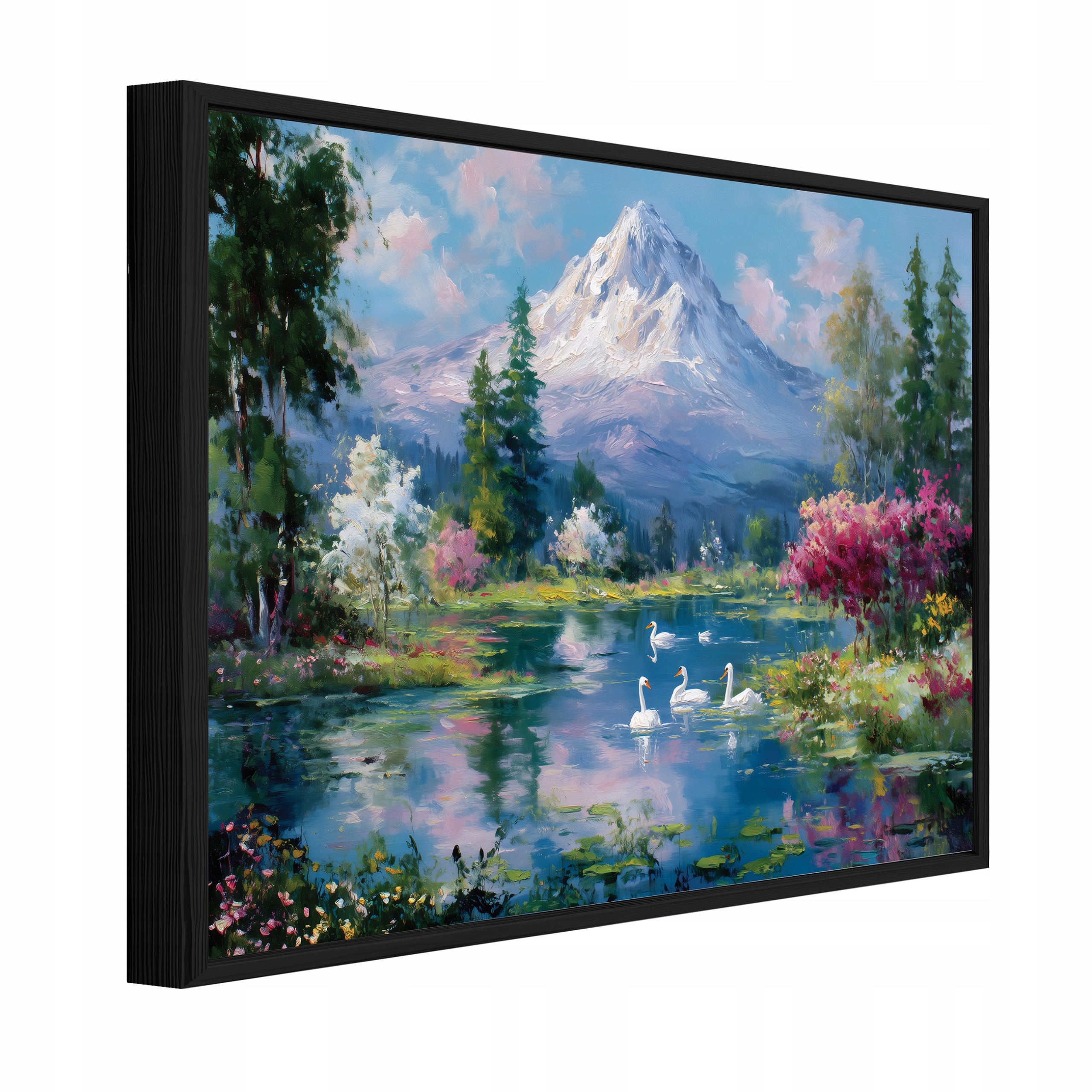 Obraz V Černém Rámu Na Plátně Hory Příroda Les Obývací Pokoj Ložnice 60x40