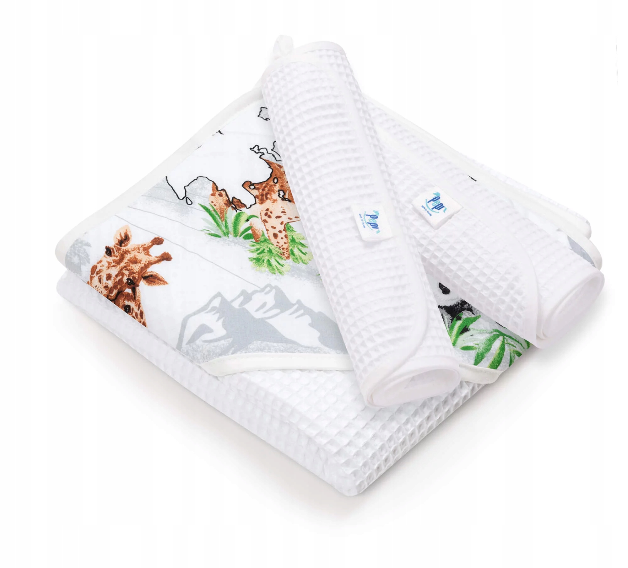 Ręcznik kąpielowy dla dzieci duży zestaw 100x100 bawełna wafel Pepi