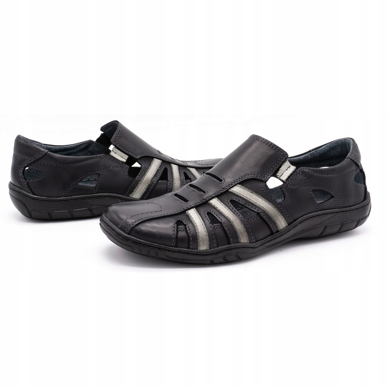 

Buty Męskie Skóra Polskie Na Lato Czarny 16/3 44