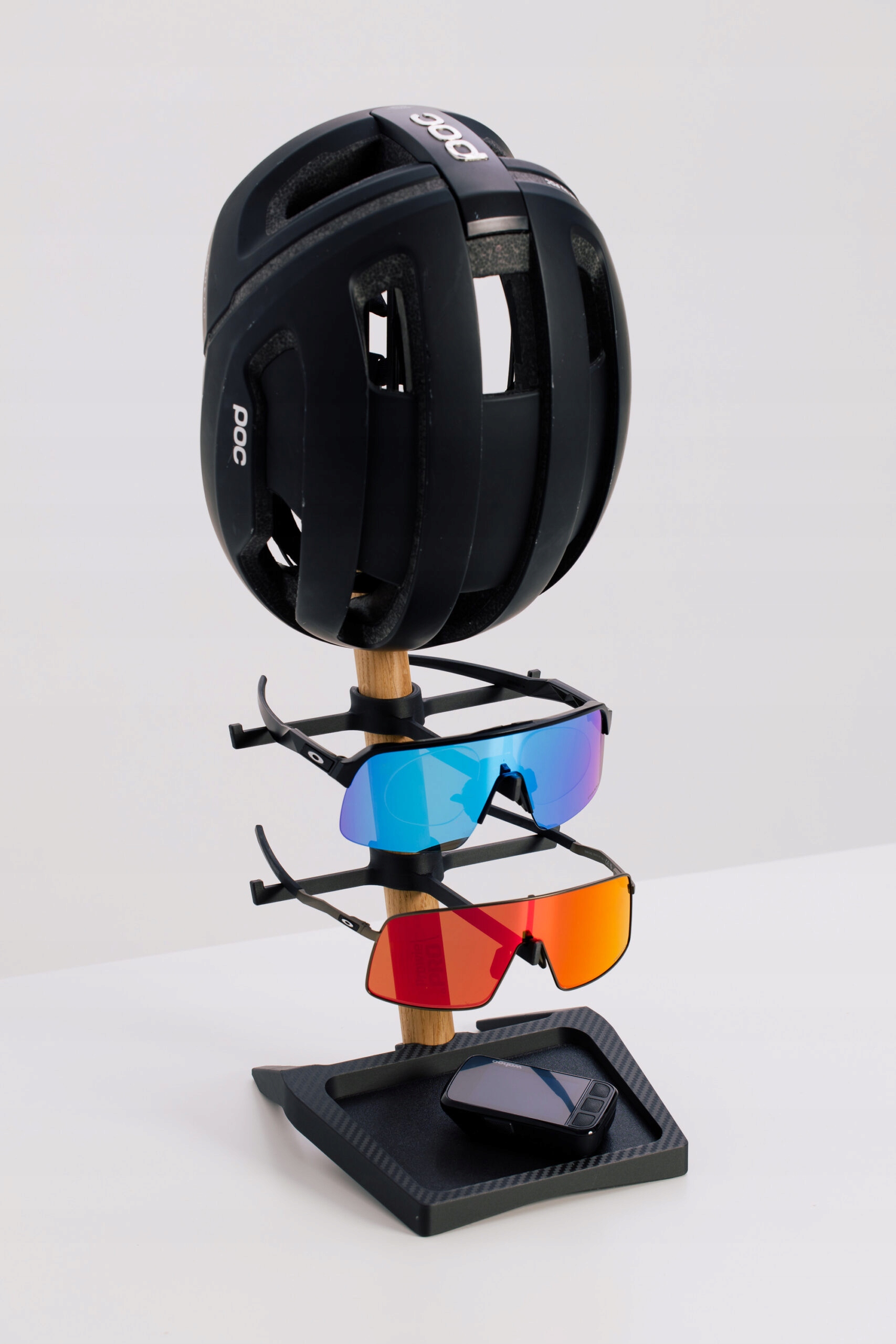 Biurkowy wieszak dębowy na akcesoria rowerowe Prawie.PRO