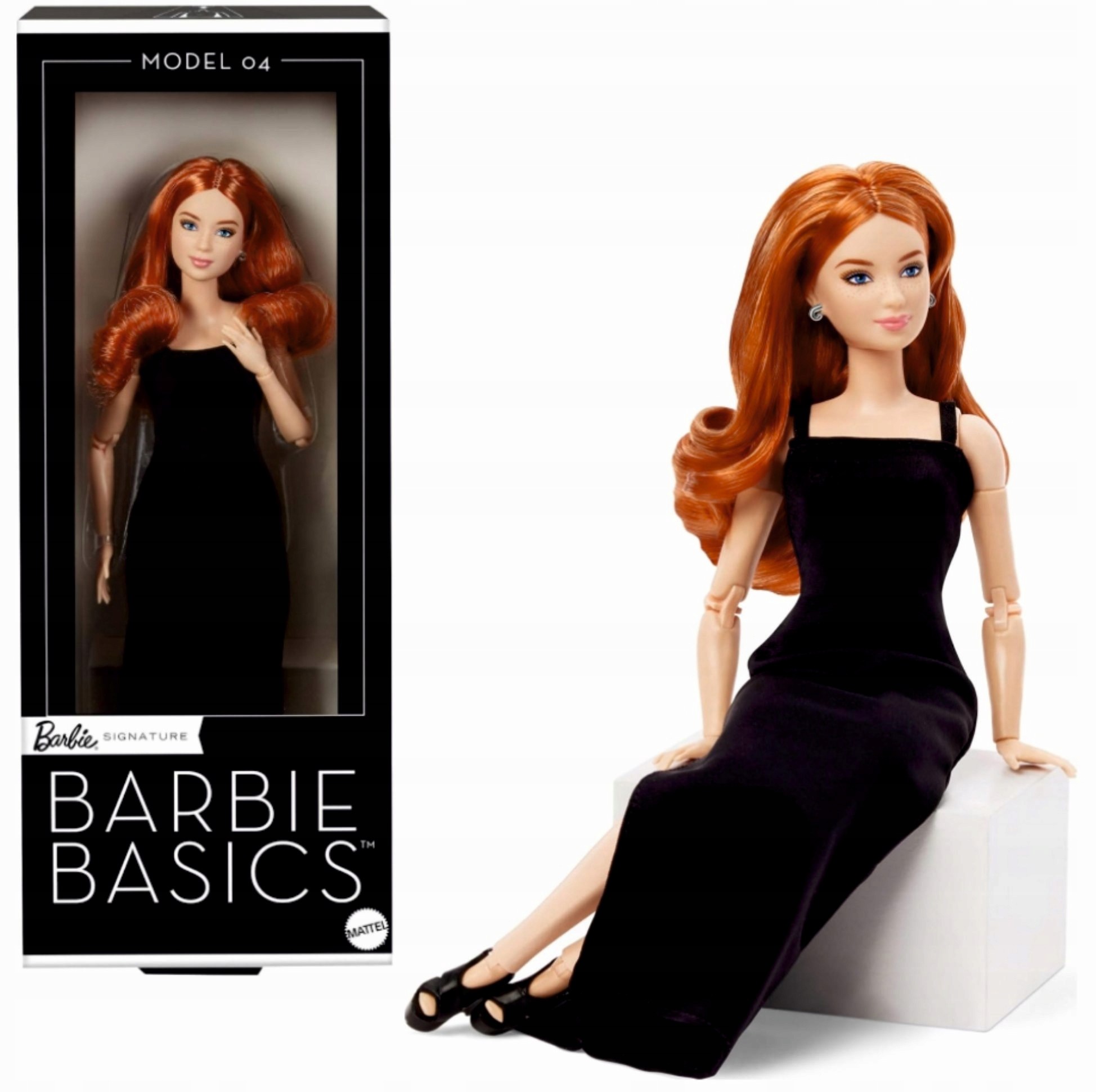 Lalka Barbie Signature Basics Model 04 Ruda Czarna Sukienka Kolekcjonerska
