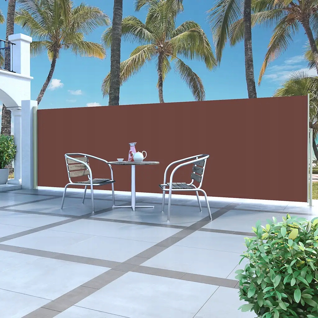 Zatahovací boční markýza zástěna 160 x 500 cm hnědá Hnědá 45465