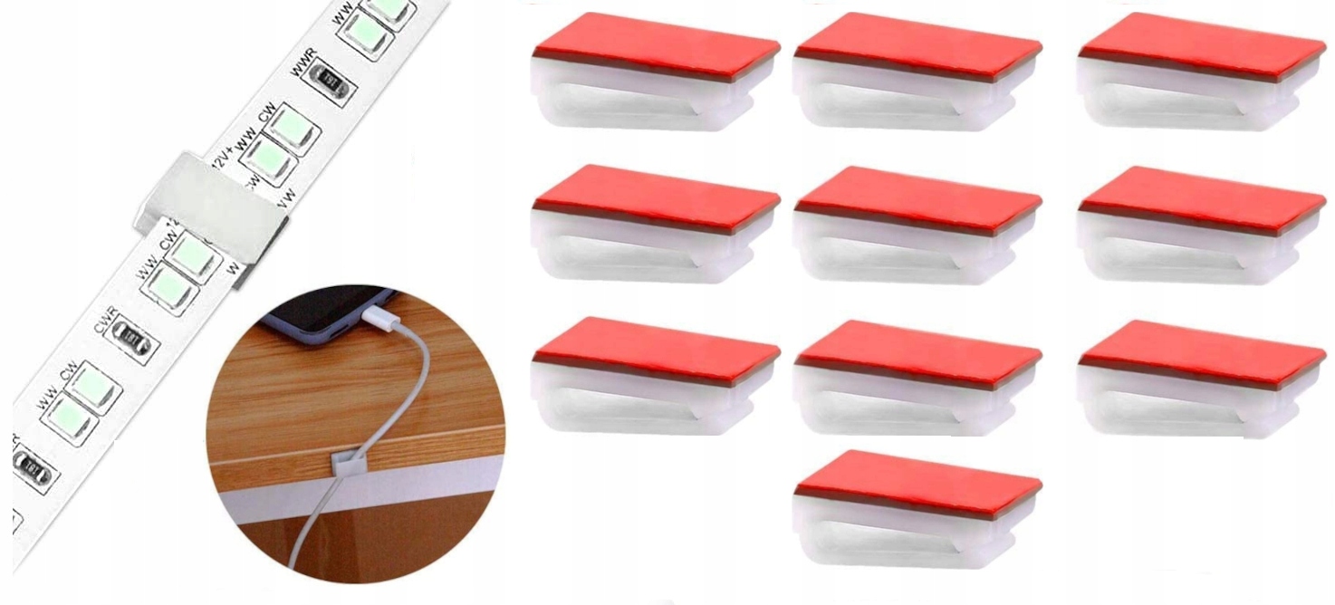 

Zestaw 10x Organizer Uchwyt Klips Do Taśmy Led