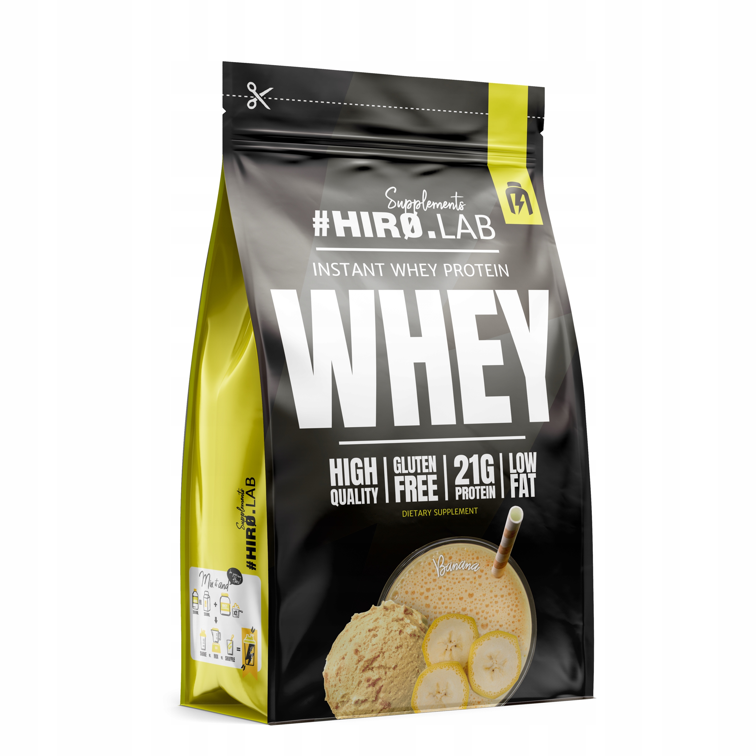 Hiro.Lab Instant Whey Protein 2000 g Wpc syrovátkový protein doplněk stravy banán
