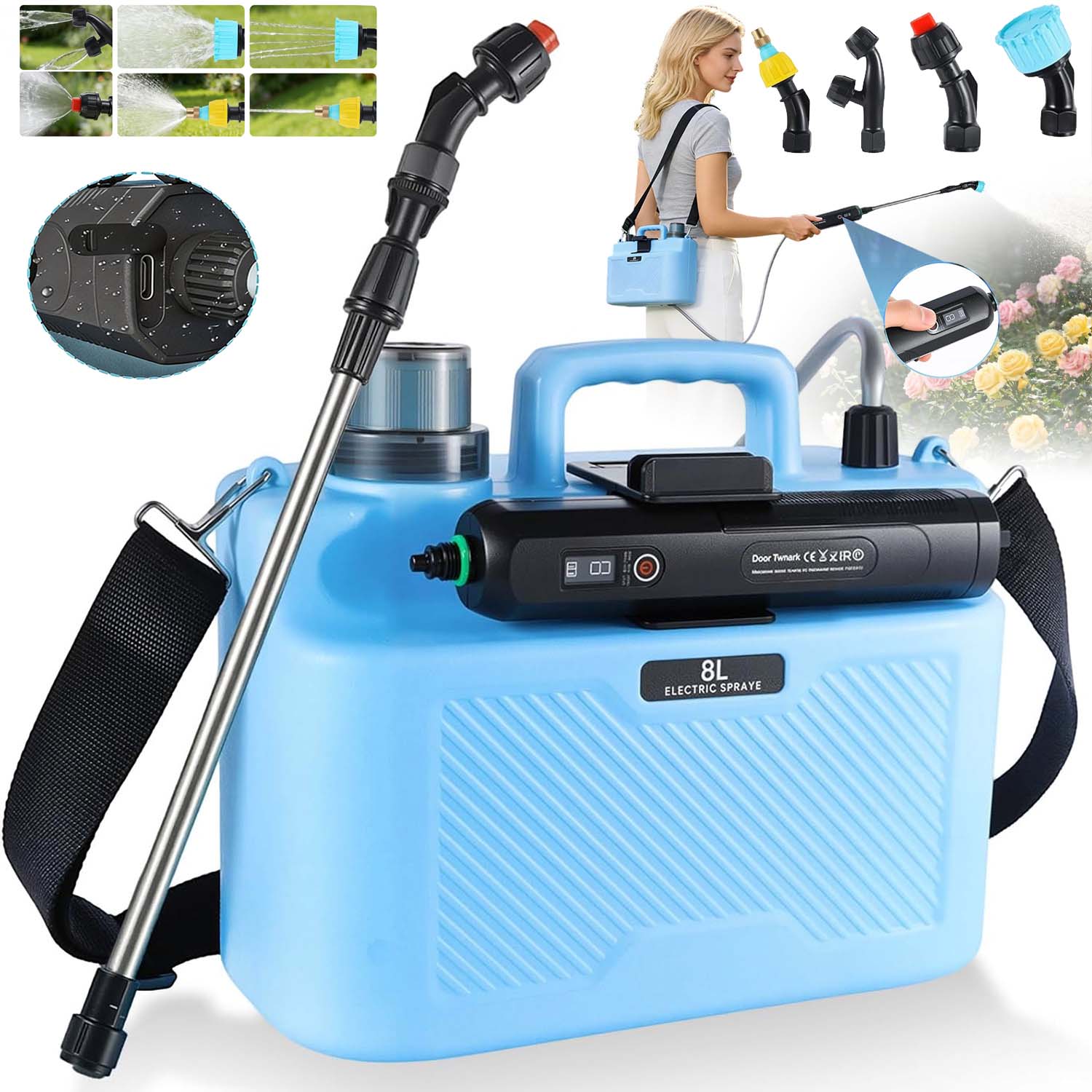 Elektrický Zahradní Akumulátorový Tlakový Postřikovač Na Akumulátor 8 L