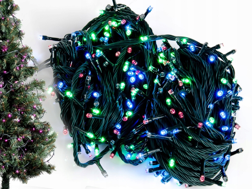 LAMPKI CHOINKOWE 100Led KOLOROWE 100SZT LED Zasilanie sieciowe