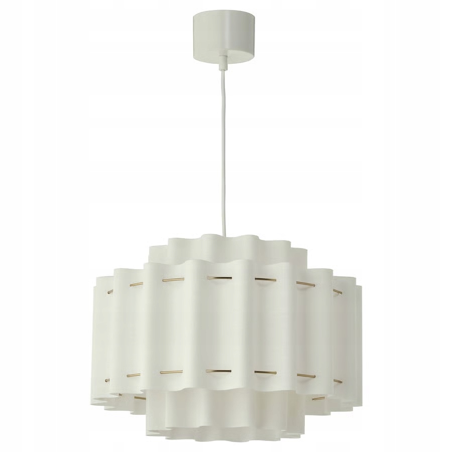 Ikea Stockholm 2025 Závěsná lampa bílá, mosazná tkanina 50 cm
