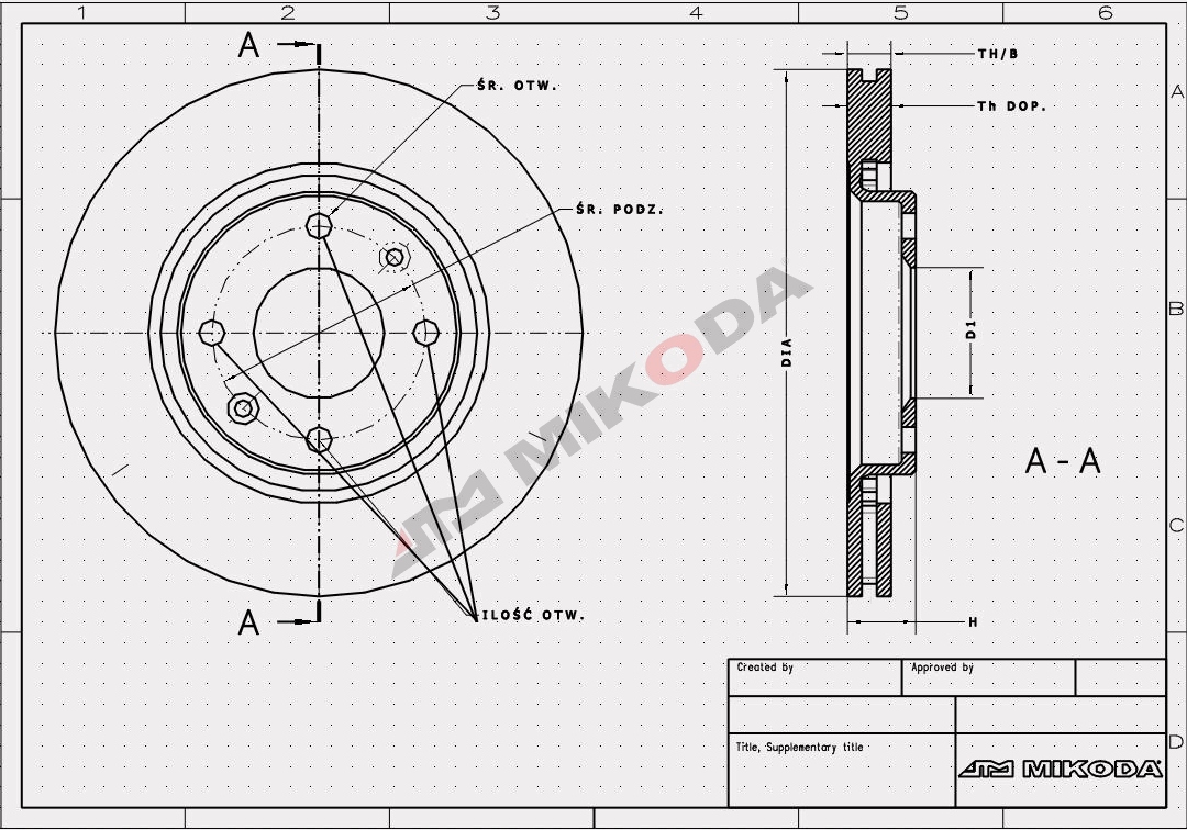 Tarcza MIKODA GT Przód BMW 3 E46 325mm Strona zabudowy przód