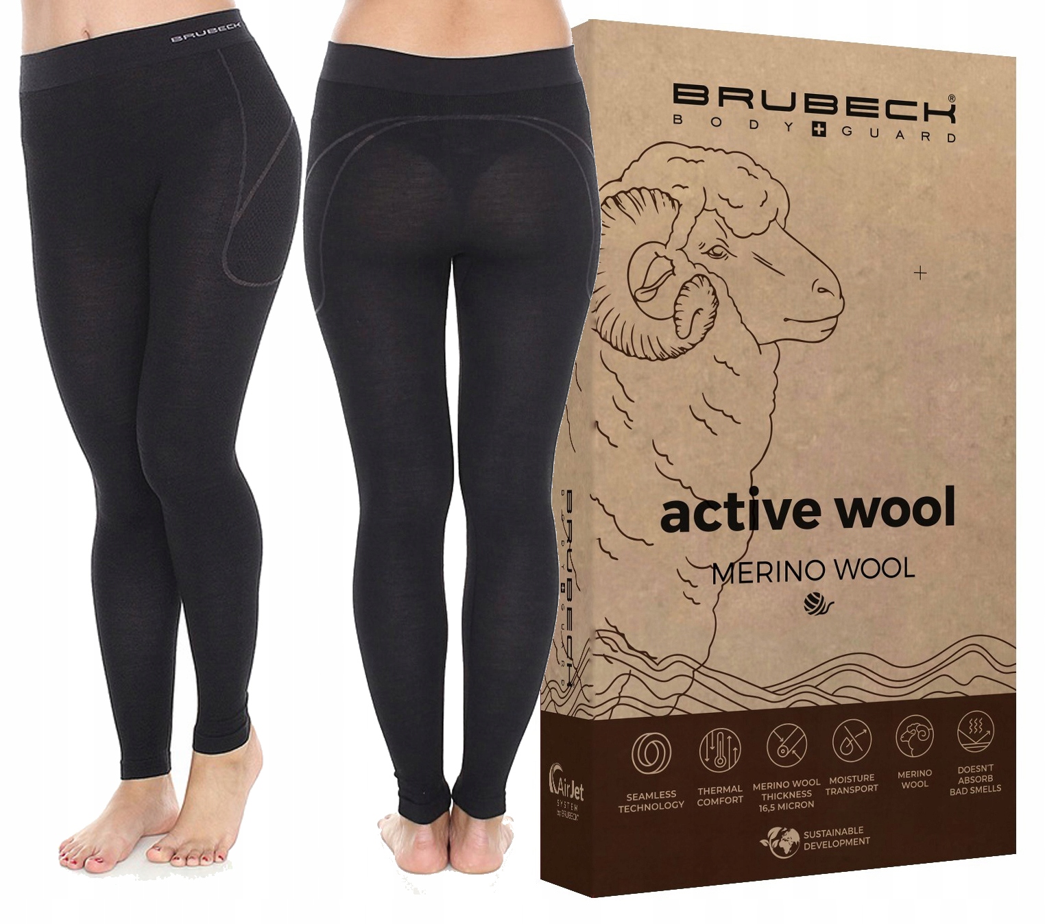 Dámské kalhoty Brubeck Active Wool Termoaktivní legíny Vlna Merino L Le