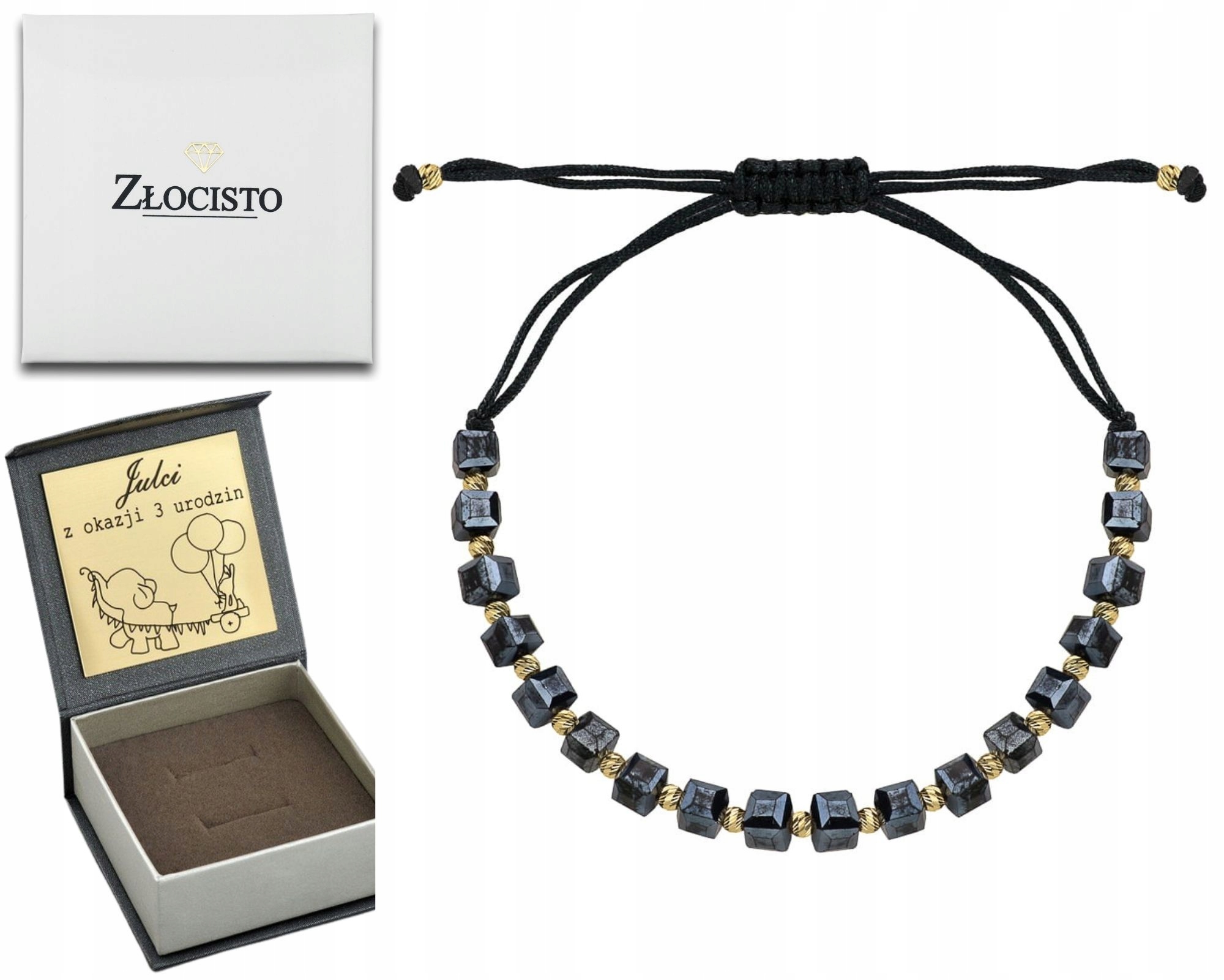 Gravírování Náramek 585 S Kameny A Gravírou Na Šňůrce Korálky