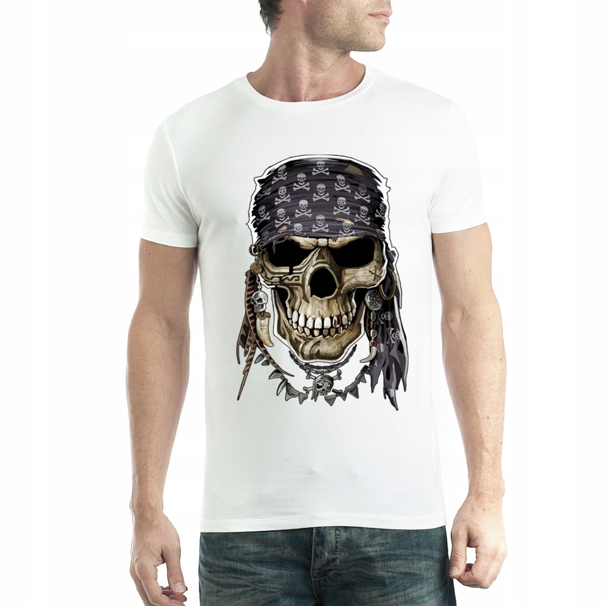 

Piracka Czaszka T-shirt Męski Biel 2XL