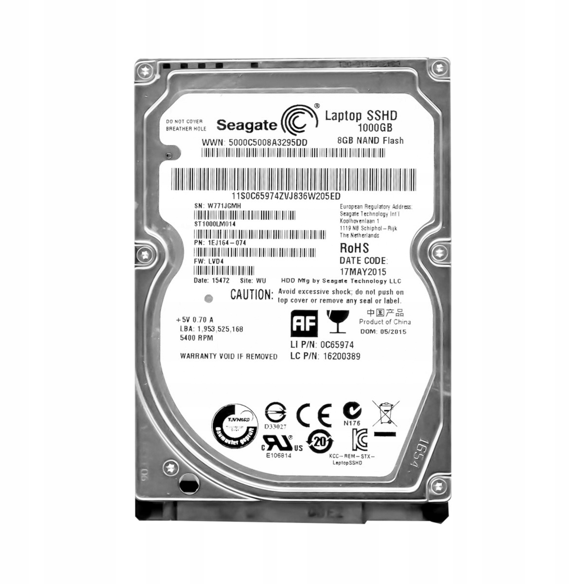 Seagate Laptop Sshd 1TB 5.4K 64MB Sata III 2.5'' ST1000LM014