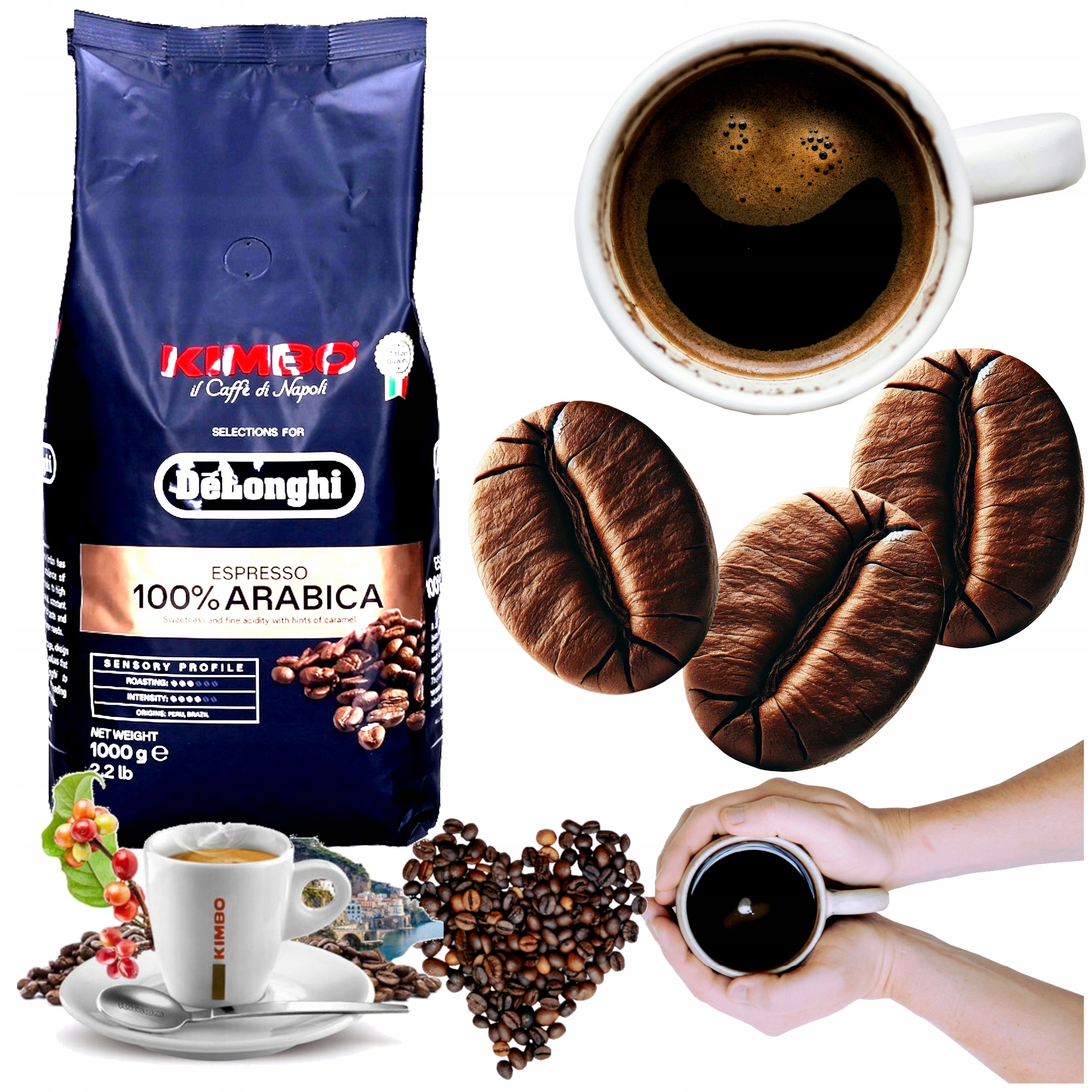 Kawa ziarnista Arabica Kimbo DeLonghi Espresso 1000 g