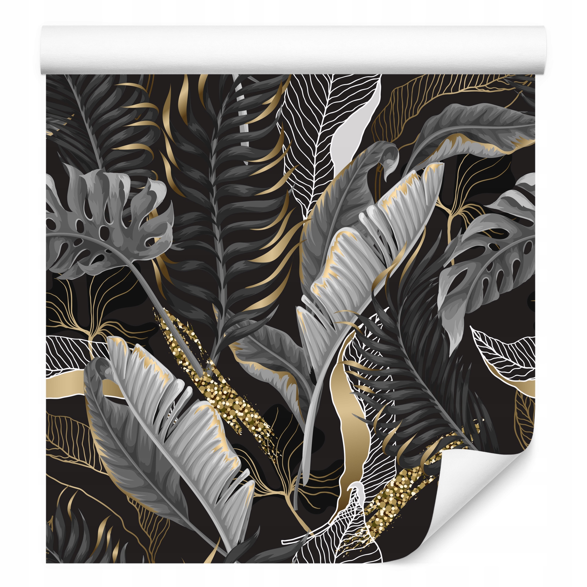 Tapeta v roli Tropické Listy Styl Glamour Abstrakce Line-art 3D