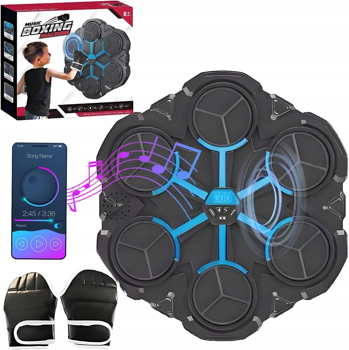 Hudba Bluetooth, 9-rychlostní boxerský štít, nástěnné Led fitness vybavení