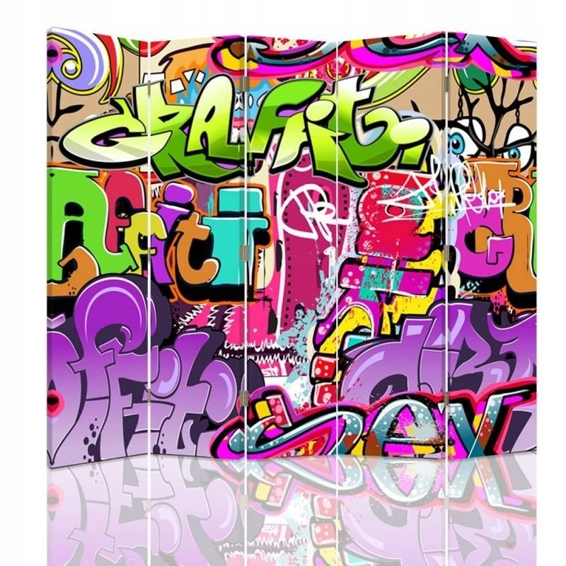Dvojstranný paraván, abstrakcia s graffiti 180x170