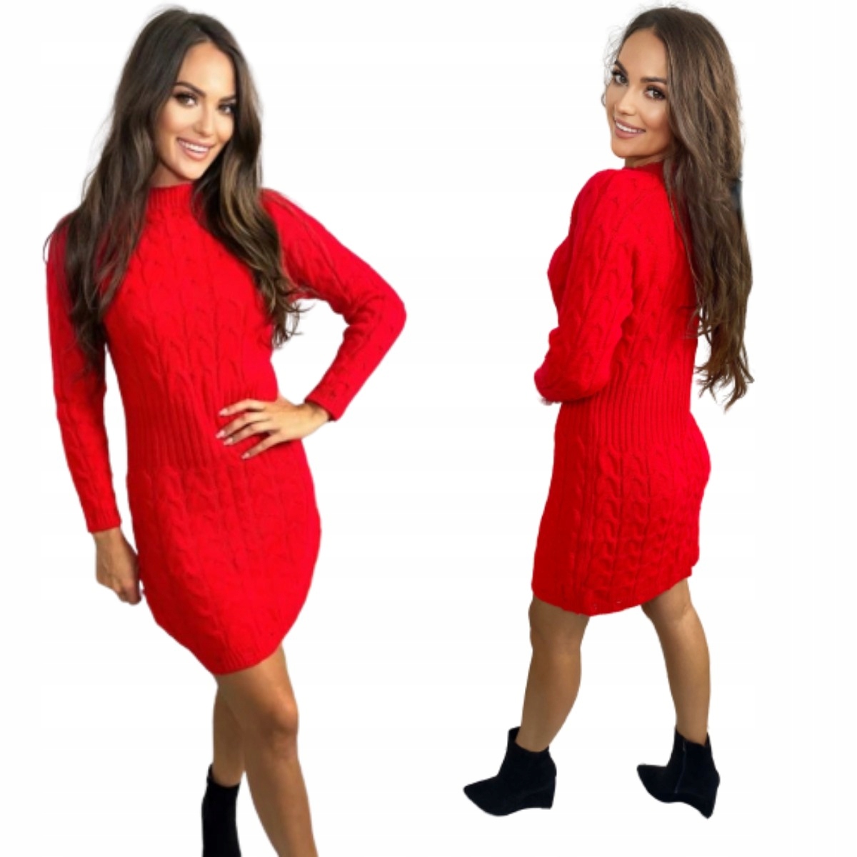 SUKIENKA SWETERKOWA TUNIKA DOPASOWANA JODEŁKA Wzór dominujący inny wzór