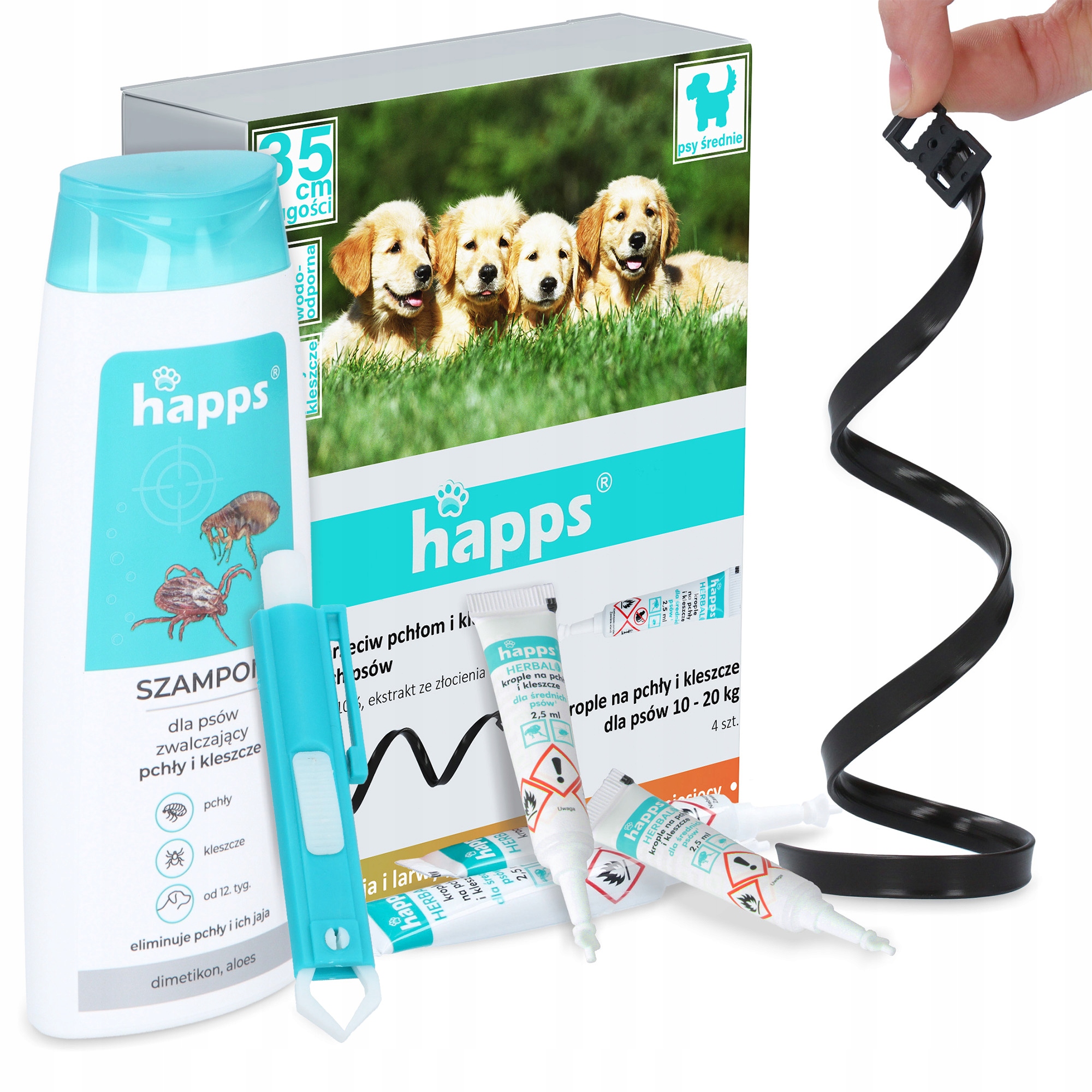 Kapky Kleště Blechy Psa 10-20 kg Přístroj na odstraňování klíšťat Šampon Obr Kd