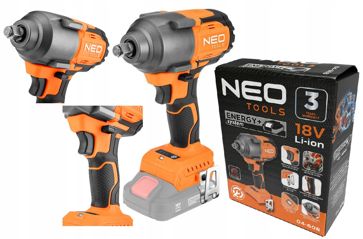Neo Rázový Uťahovák Bezkartáčový 18V 850NMENERGY+ Solo 1/2 04-608