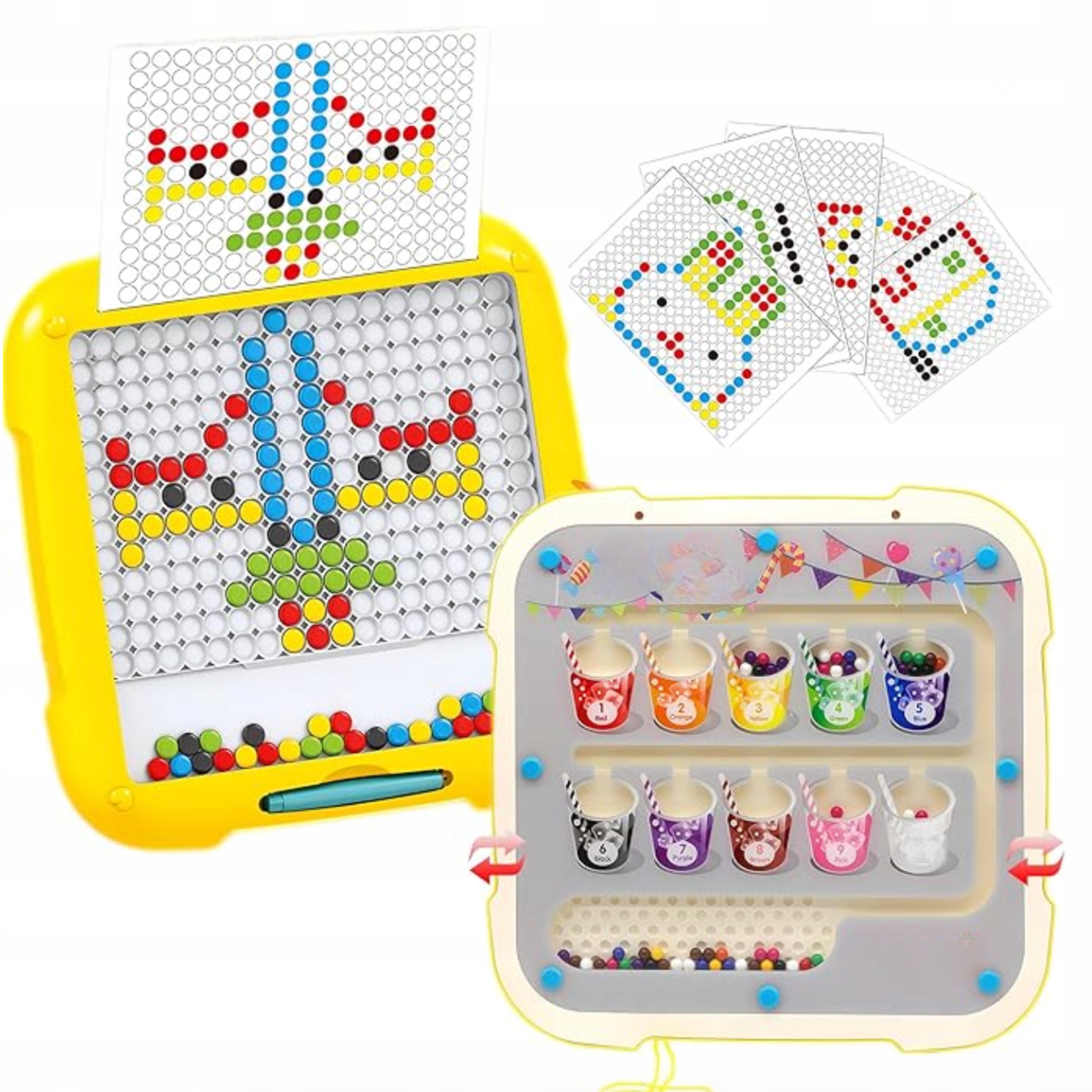 TABLICA 2W1 EDUKACYJNA MONTESSORI MAGNETYCZNA SORTER MOZAIKA GRZYBKI