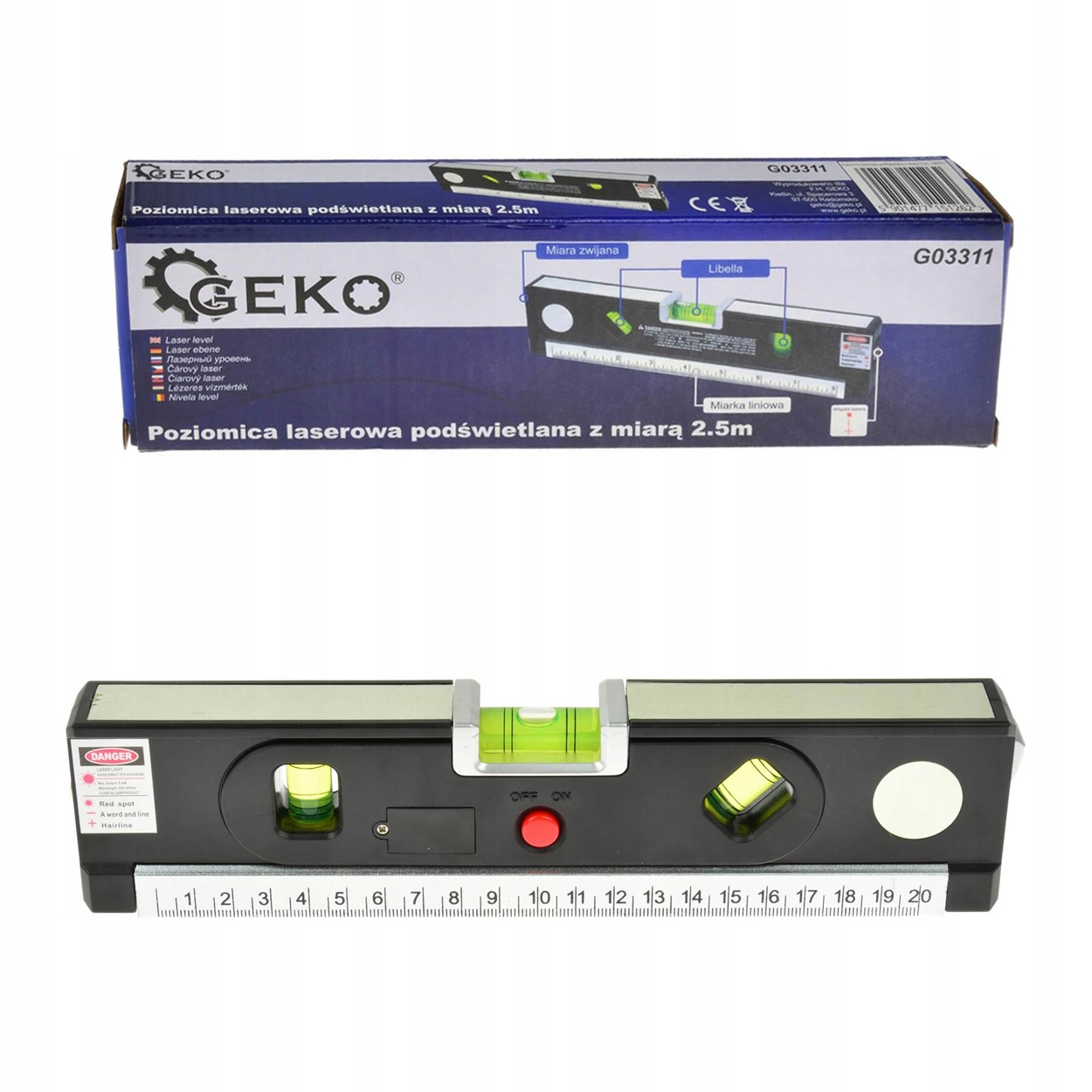 ЛАЗЕРНИЙ РІВНІР З ПІДСВІЧУВАННЯМ 1,5 М GEKO