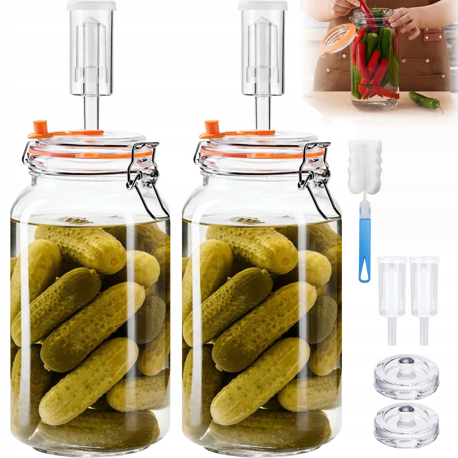 2 Ks Zavařovací Sklenice 2000ML Sklenice Komfort Těsnění Weck Sklenice