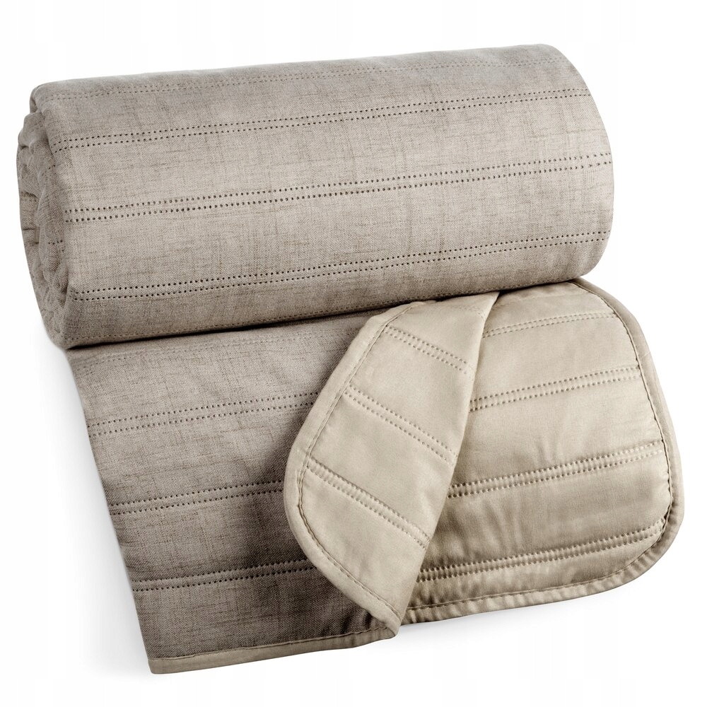 Dekorativní přehoz Selen 220x240 béžový prošívaný s pruhy