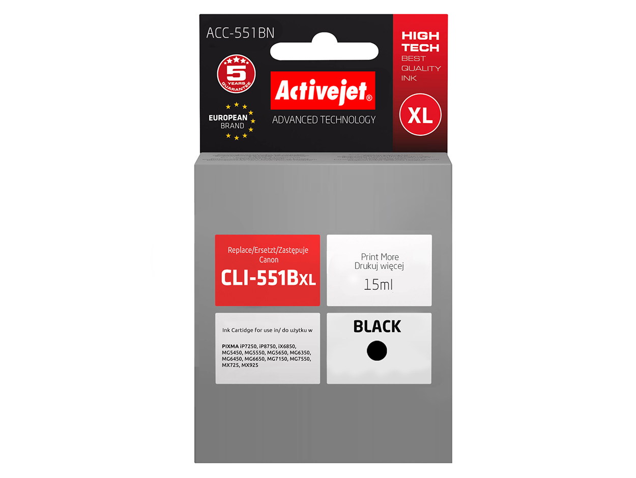 

Tusz ActiveJet do Canon CLI-551BK Czarny XL