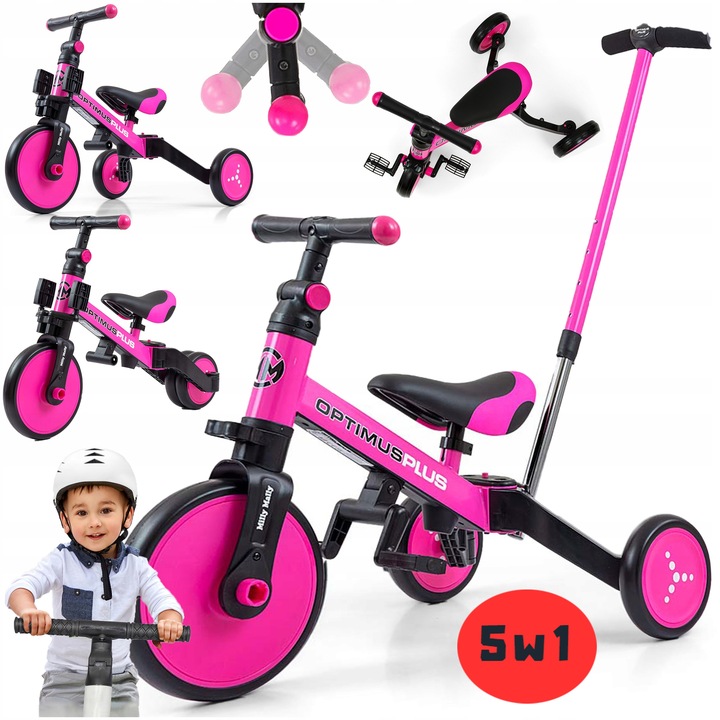Wielofunkcyjny Rowerek Dla Dziecka Trójkołowy Biegowy Jeździk Pchacz 5w1