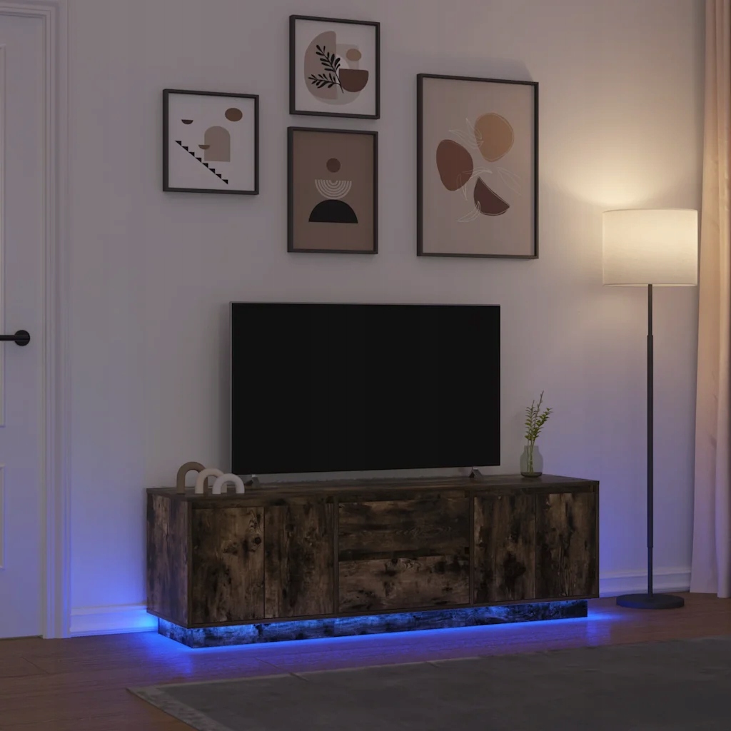 vidaXL Szafka Rtv z oświetleniem Led Dąb wędzony 160,5x41x50 cm