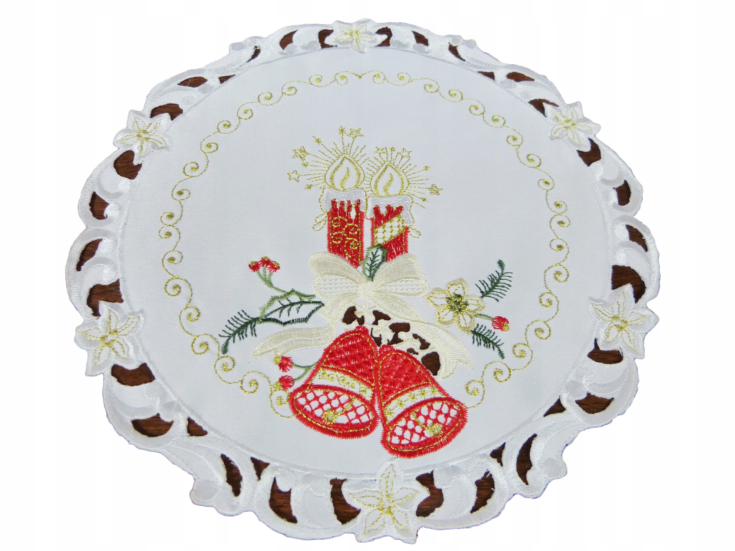 

Serwetka świąteczna z dzwonkami 30cm biała