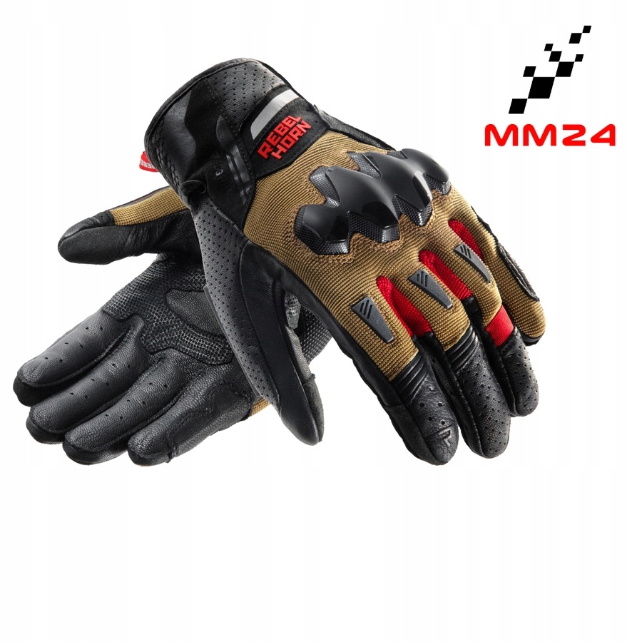 Motocyklové Rukavice Rebelhorn Defender Krátke Kozia Koža Stierač 3XL