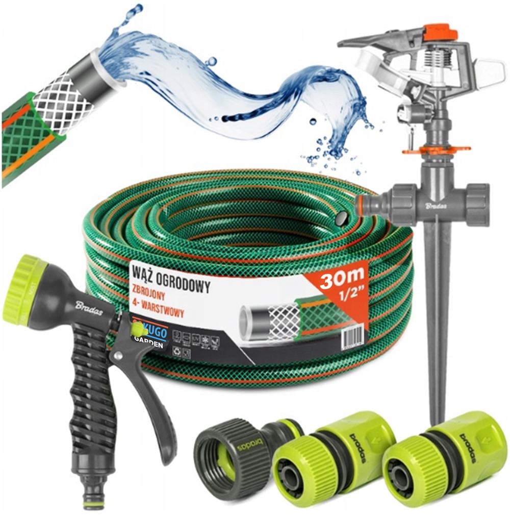 Hadice 1/2" 30 m 4 Vrstvy Zavlažovací Pistole Set Bradas