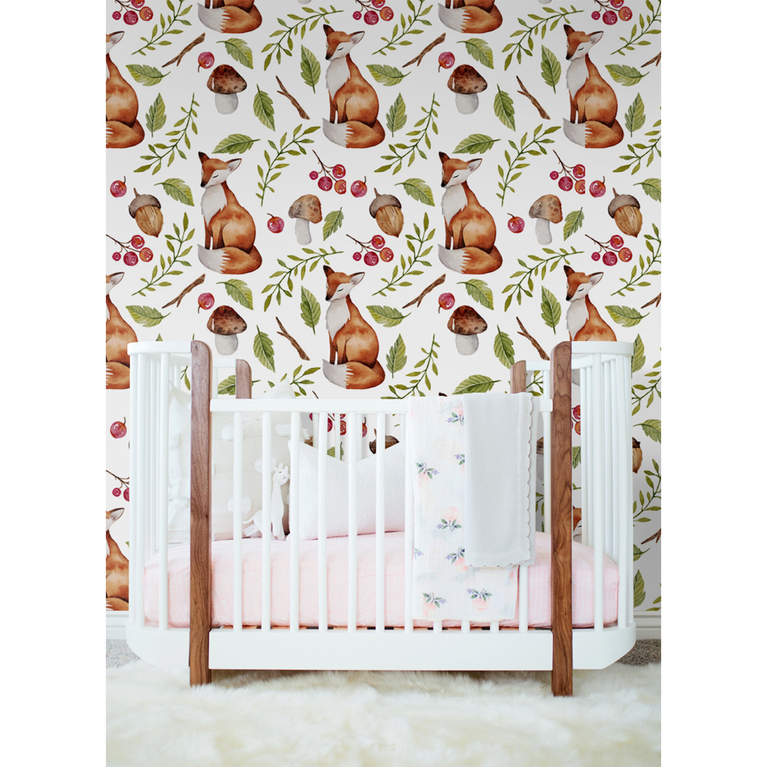 

Tapeta ścienna Lis z kwiatami i grzybami 290x290cm