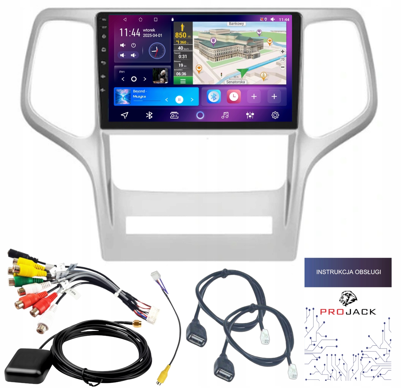 Android Auto Rádio Jeep Grand Cherokee 2008-2013 Carplay 4GB Ram 64GB Rom