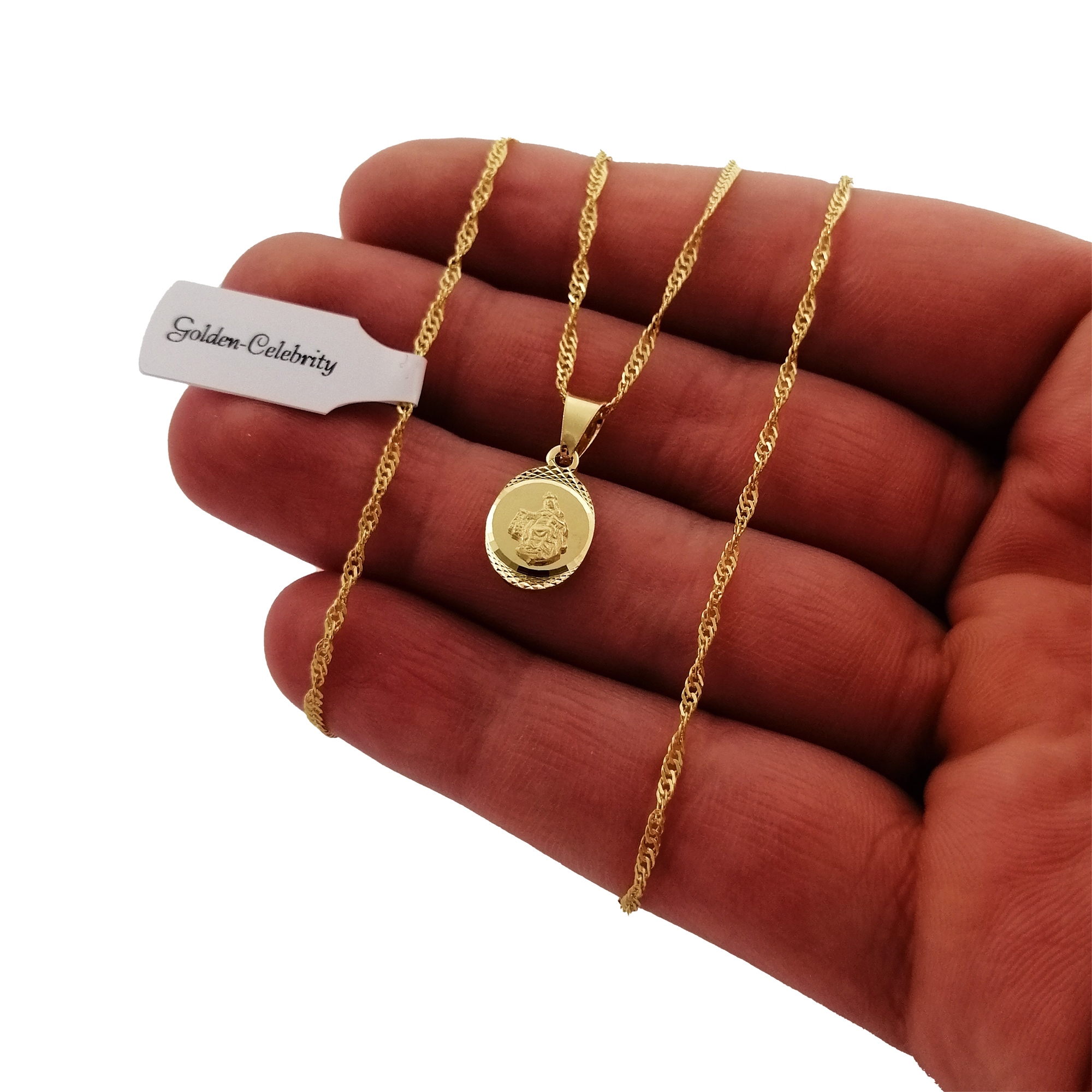 ZŁOTY ŁAŃCUSZEK 925 MEDALIK SZKAPLERZ NA KOMUNIĘ Marka Golden Celebrity