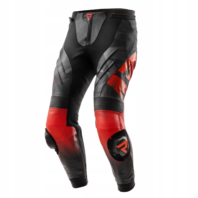 Kožené Motocyklové Nohavice Rebelhorn Inferno Black Fluo Red (46)