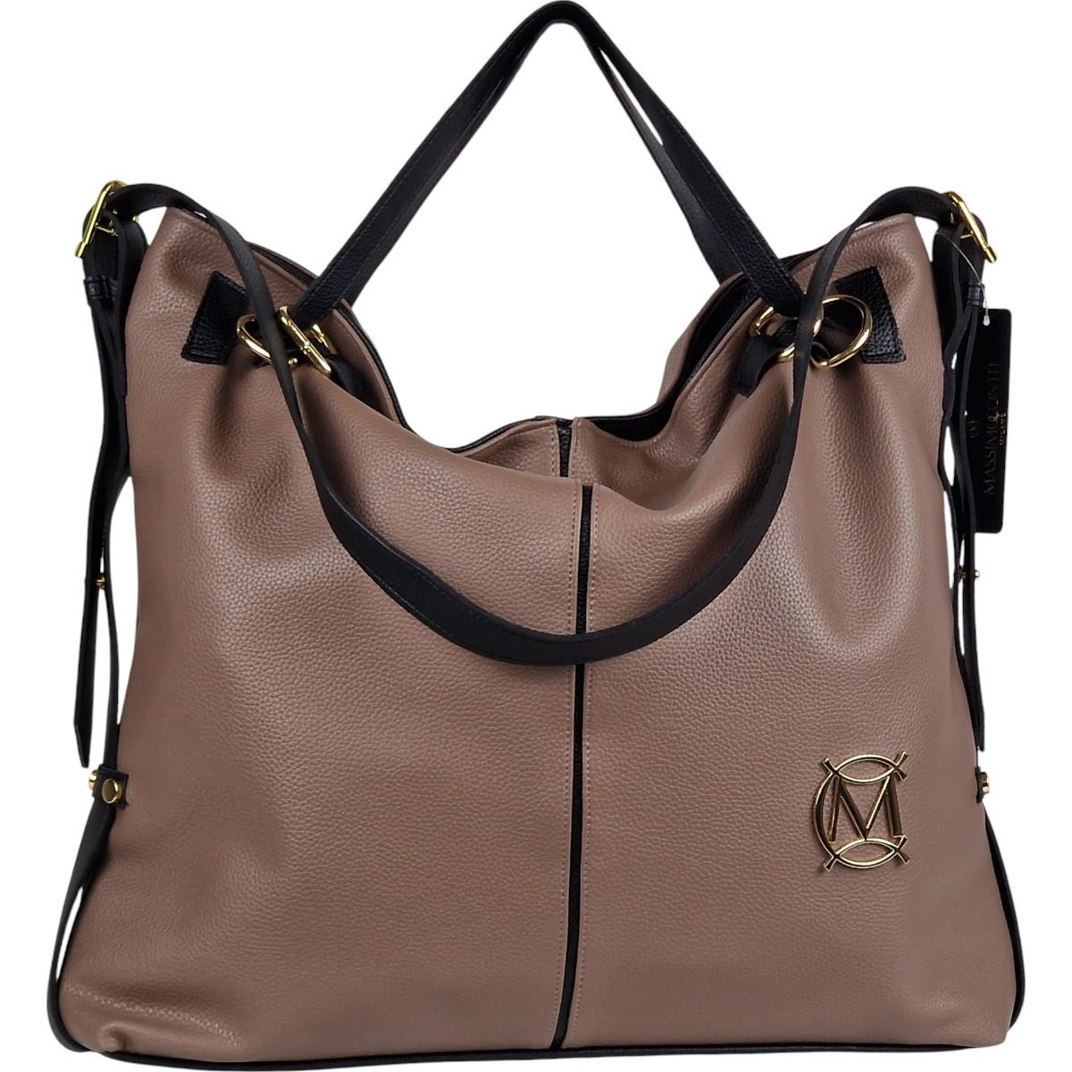 Massimo Contti shopper kabelka eko kůže béžová taupe přes rameno