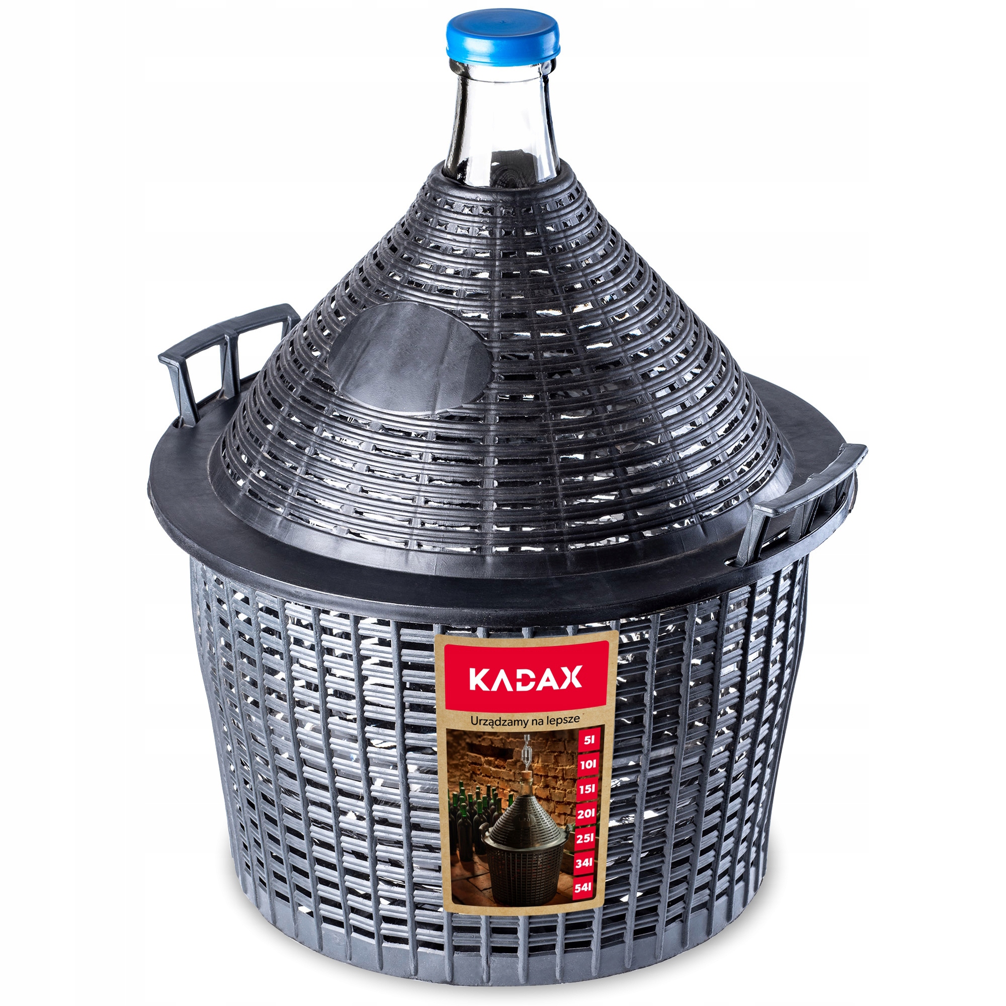 KADAX Glasballon, Grballon mit Kunststoffkorb, schmale ffnung, Weinballon, 5L