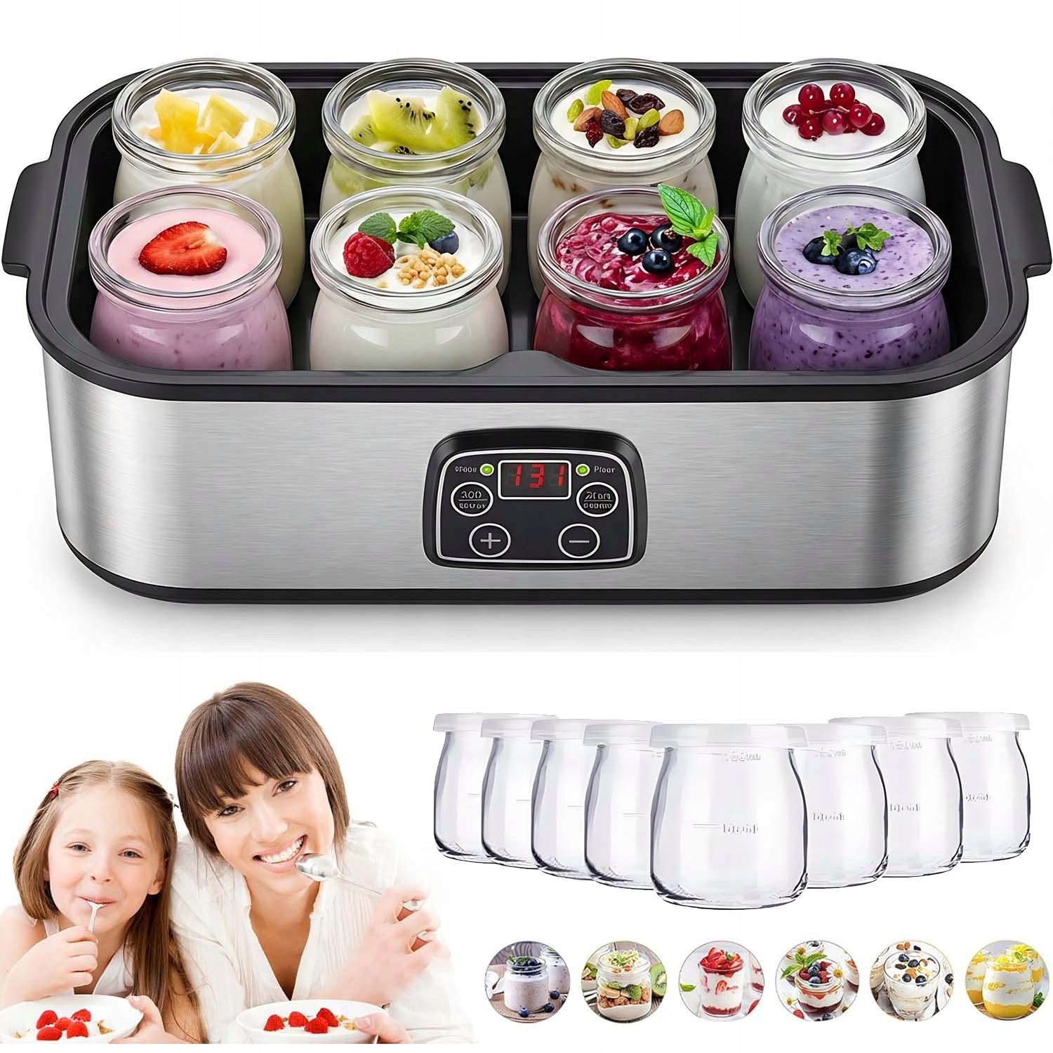 Jogurtovač S Termostatem 8XSKLENIČEK 180 ML Regulovatelná Teplota Dům
