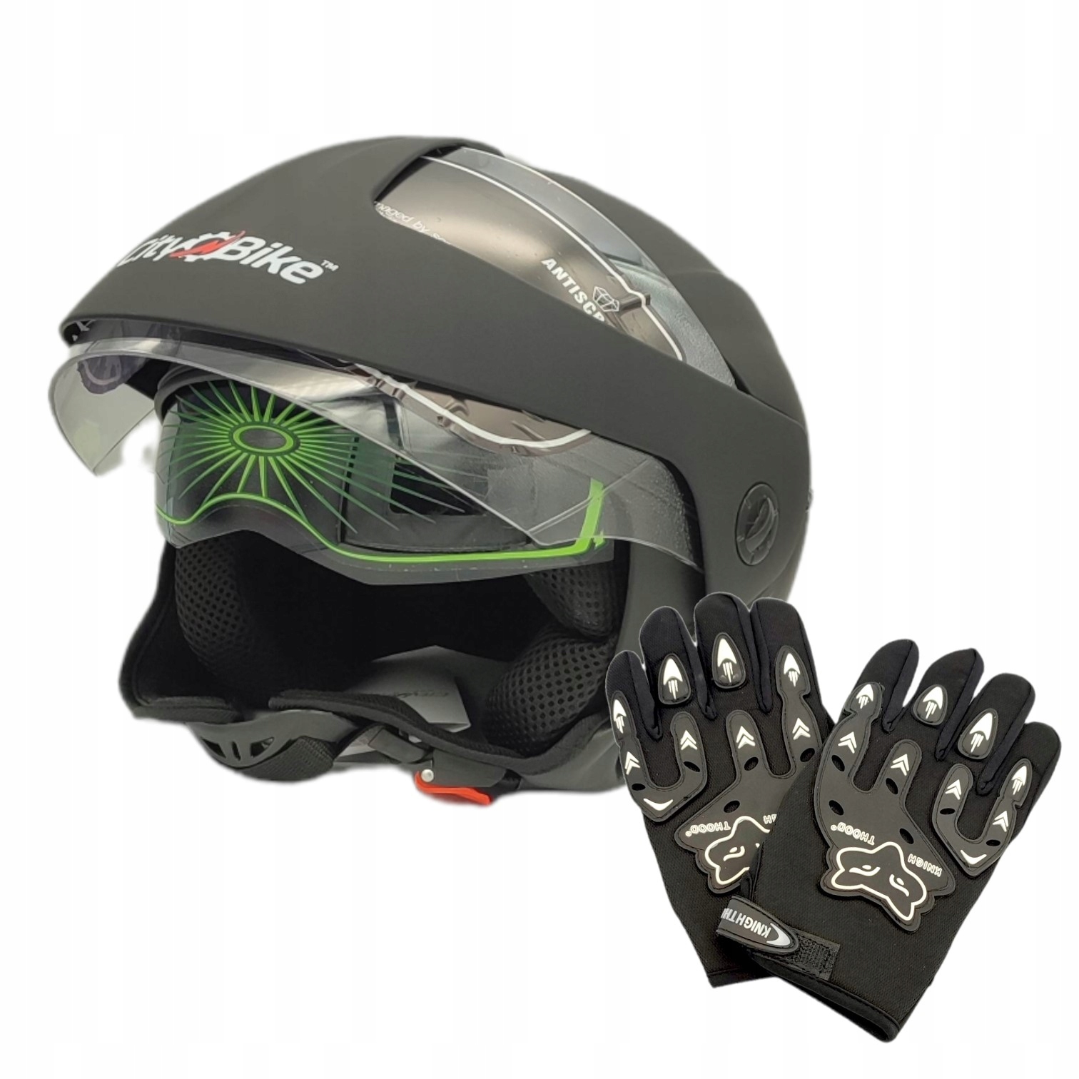 KASK OTWARTY NA MOTOCYKL SKUTER BLENDA RĘKAWICE S