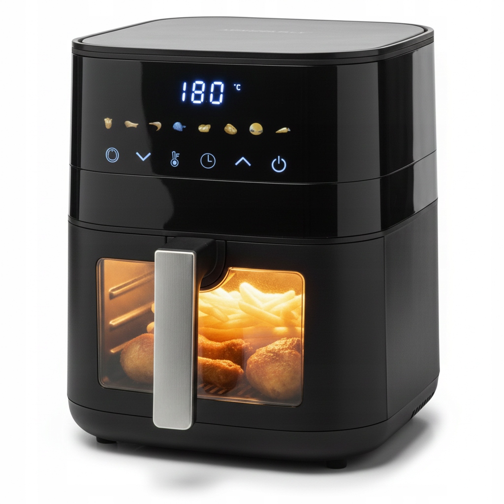 Frytkownica Beztłuszczowa Air Fryer 2000W 6L Airdweller 8 Programów Czarna