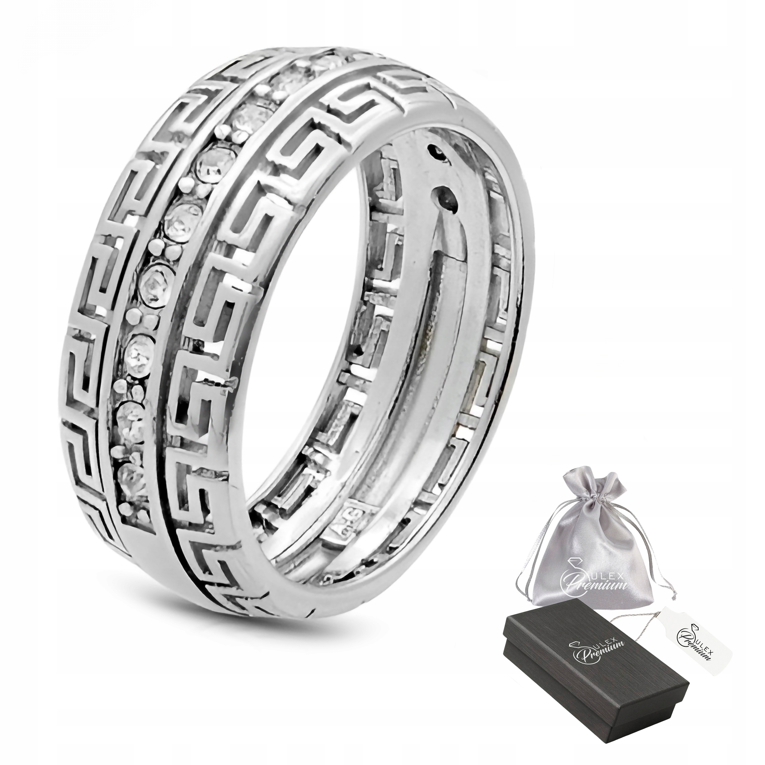 Prsten stříbro ryzost 925 s řeckým Meandrem a zirkony pro ni vel. 17