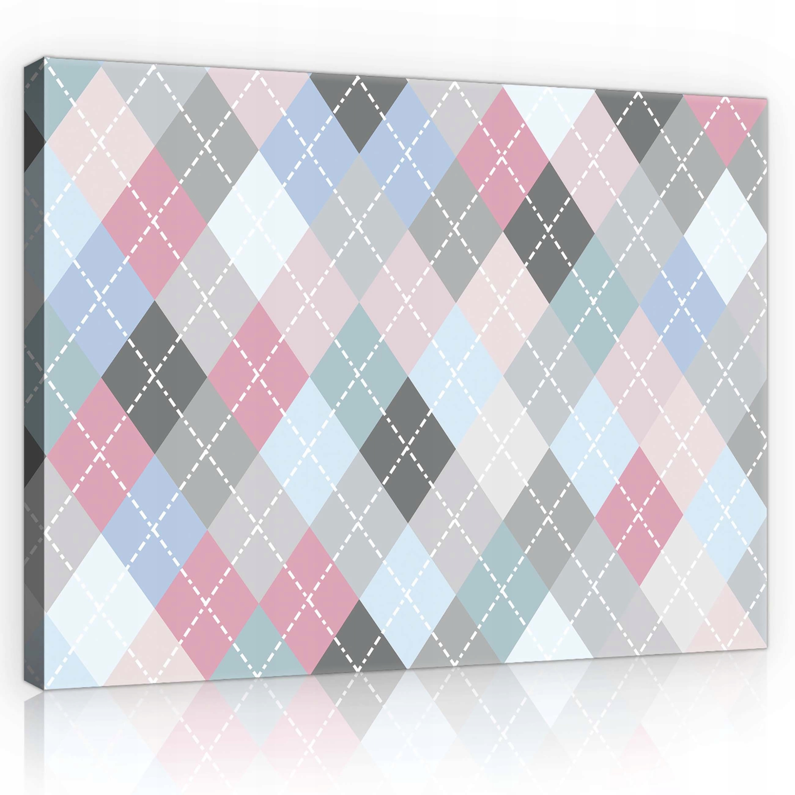 Obraz 100x75 Romby geometrický vzor růžová azurová šedá bílá