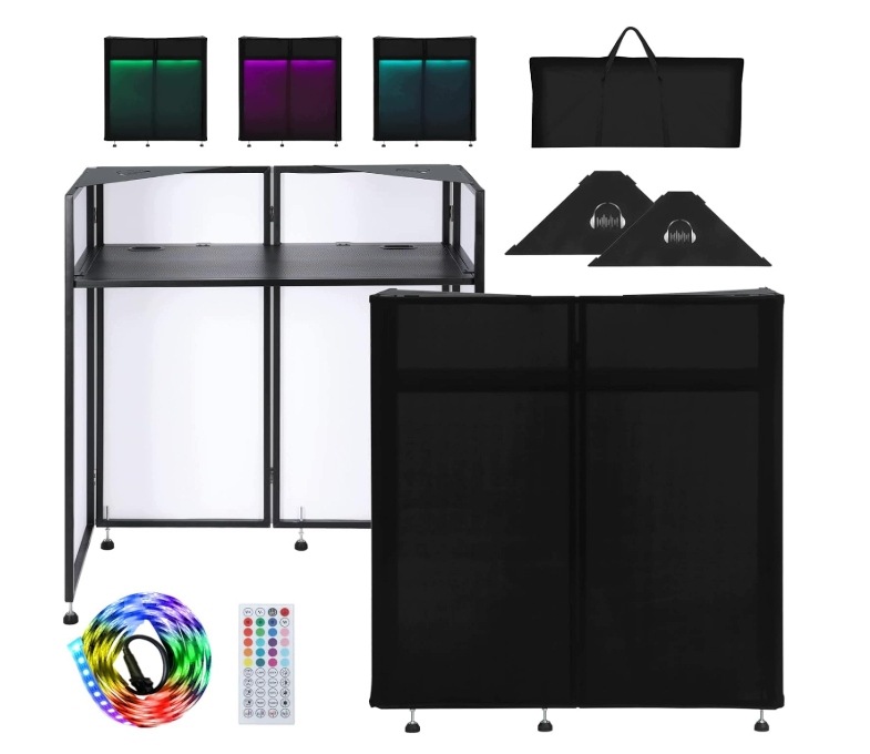 Smonter Dj stůl Booth Stand 2 Led desky Kryty Taška 90 kg