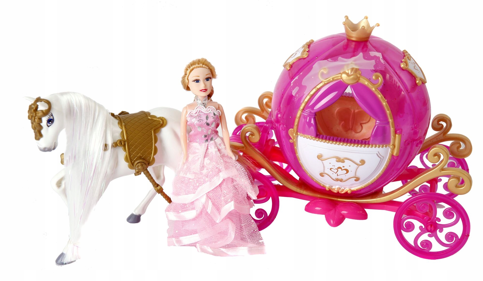 Lalka w karecie z koniem, kareta, karoca, światło, dźwięk Kod producenta L-859