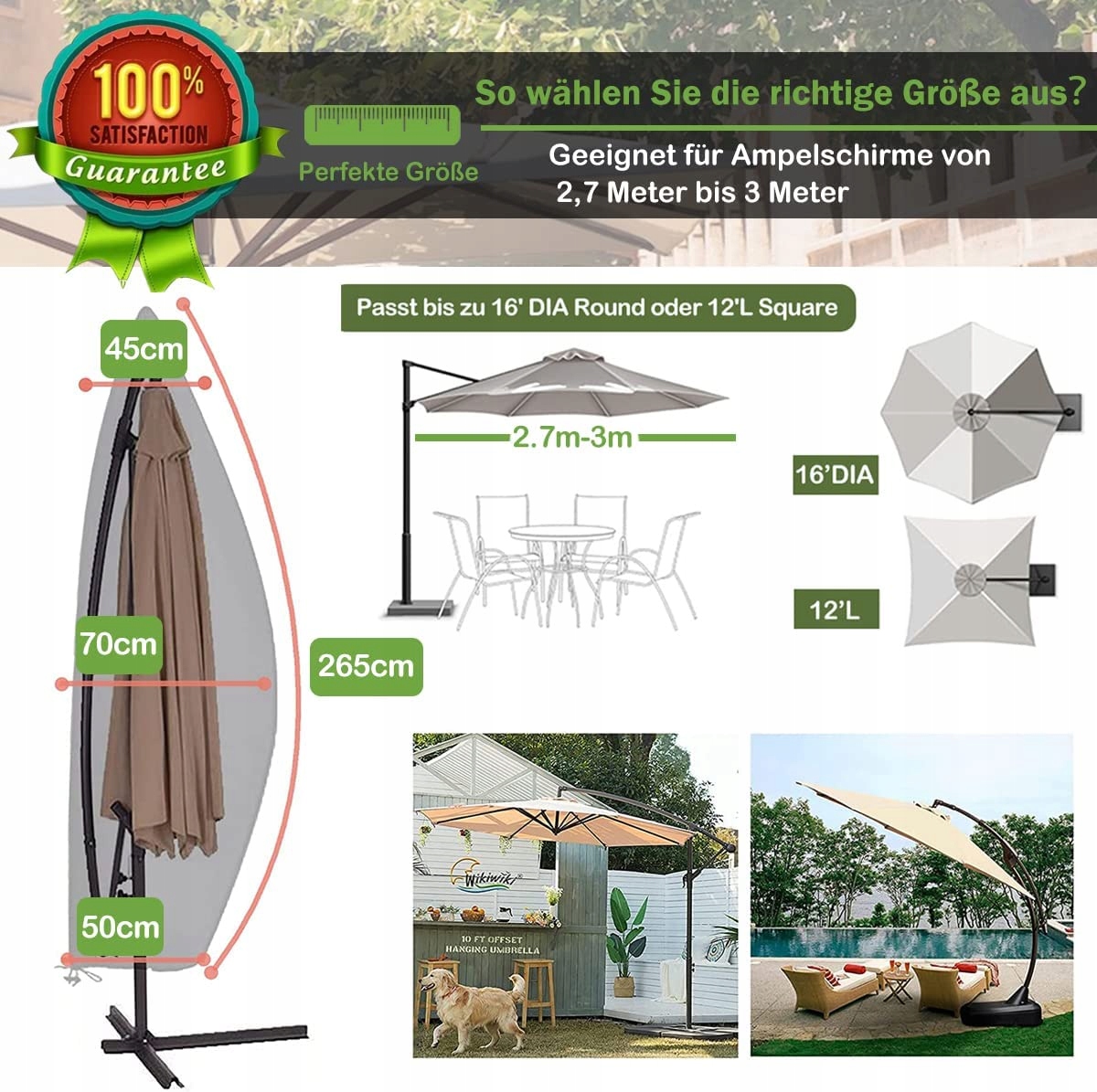 POKROWIEC NA PARASOL OGRODOWY OSŁONA DO PARASOLA Producent inna